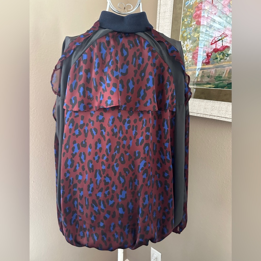 Sacai Silk Sheer and Leopard Print Bomber Jacket - Picture 2 of 5